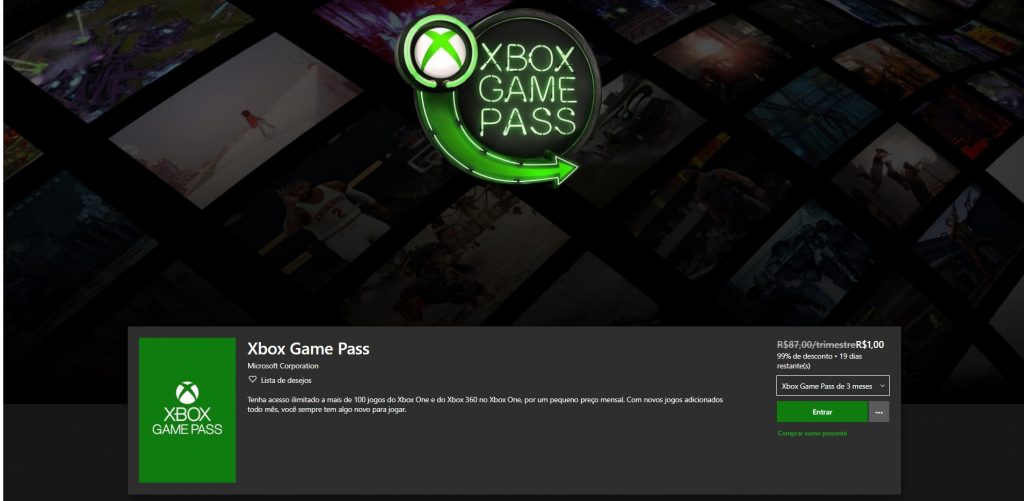 Xbox Game Pass por apenas 1 real