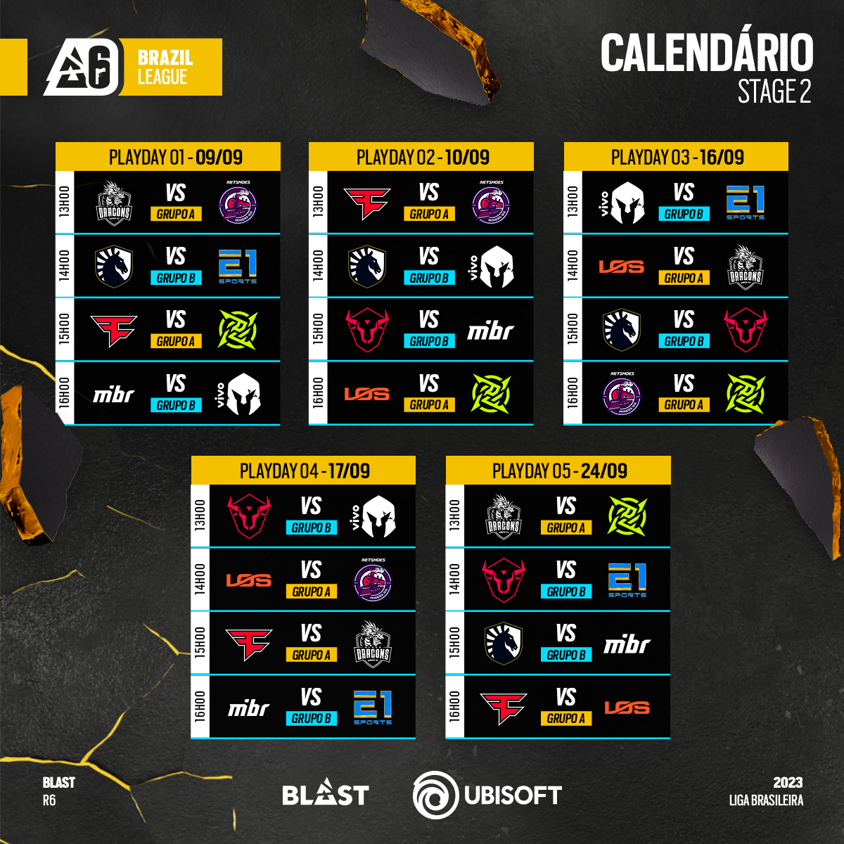 Segunda etapa da BLAST R6 Brazil League começa neste sábado com duelos emocionantes
