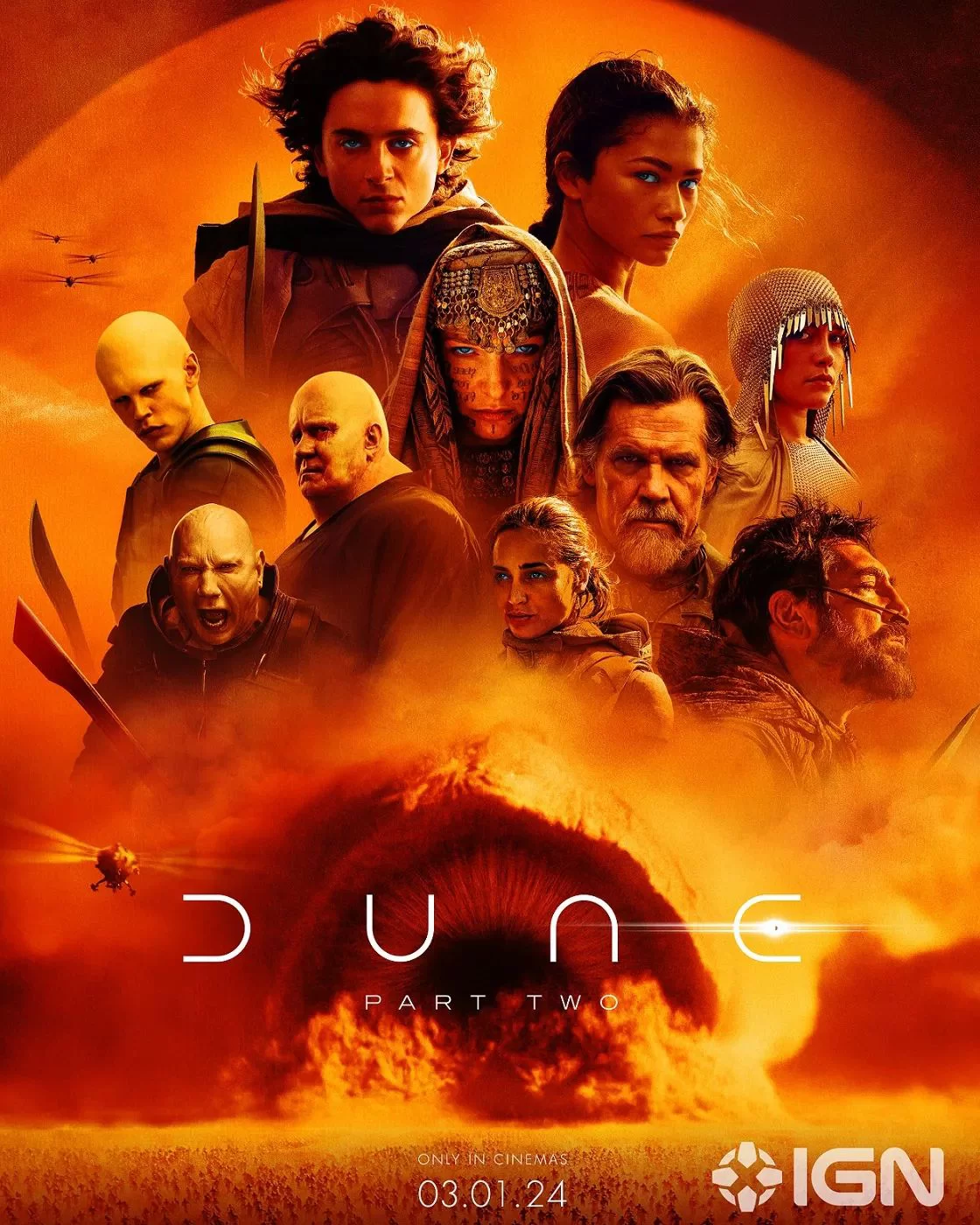 Duna: Parte 2: Zendaya e Timothée Chalamet brilham nos novos cartazes do filme épico da Warner