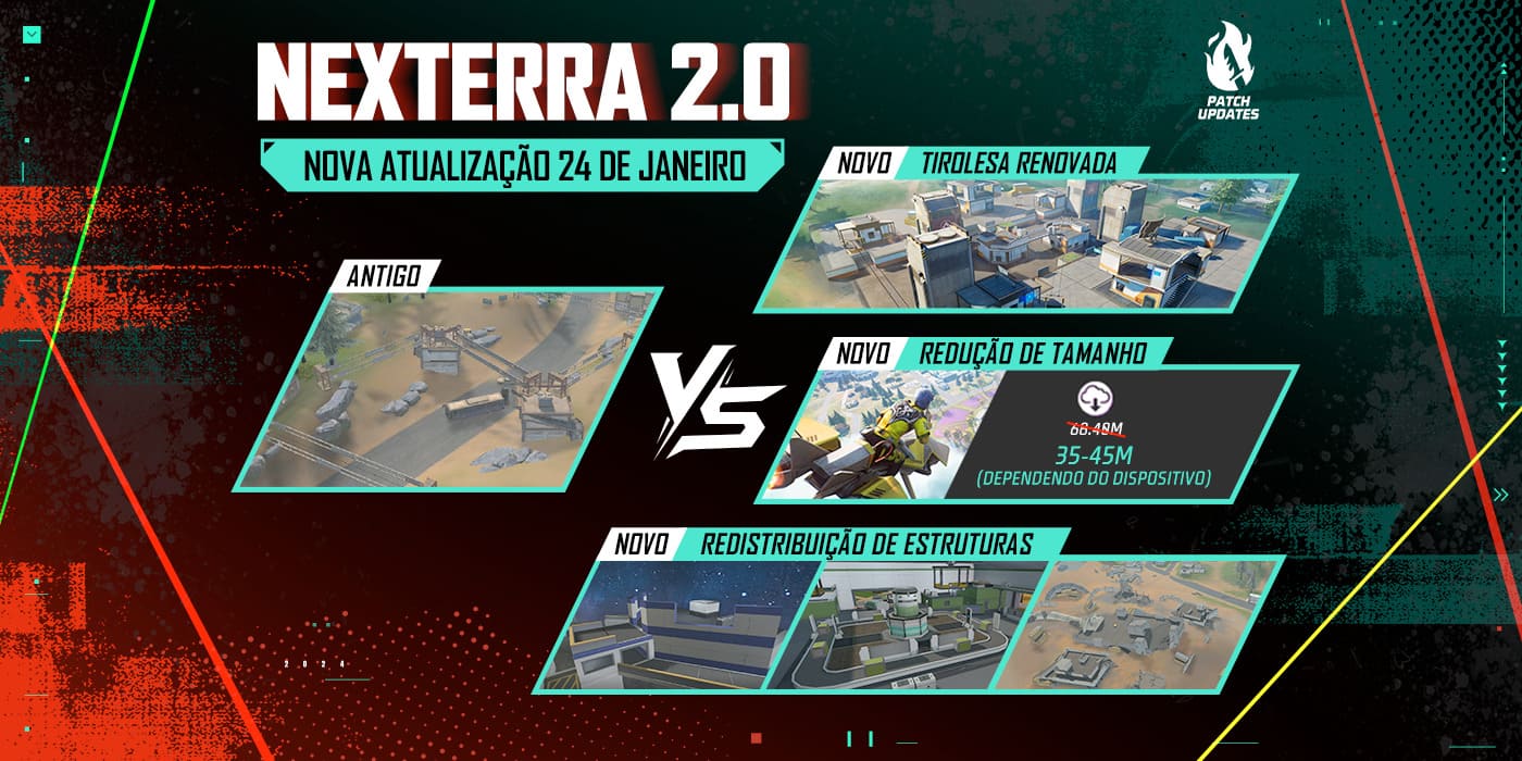 Free Fire: CarnaCaos, NeXTerra 2.0 e Ryden são as novidades da atualização de fevereiro