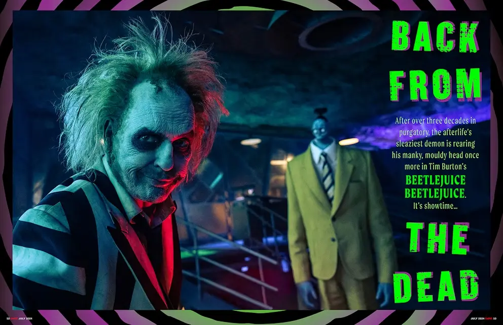 Beetlejuice Estrela Nova Capa de Revista e Prepara a Família Deetz para Mais uma Aventura Macabra