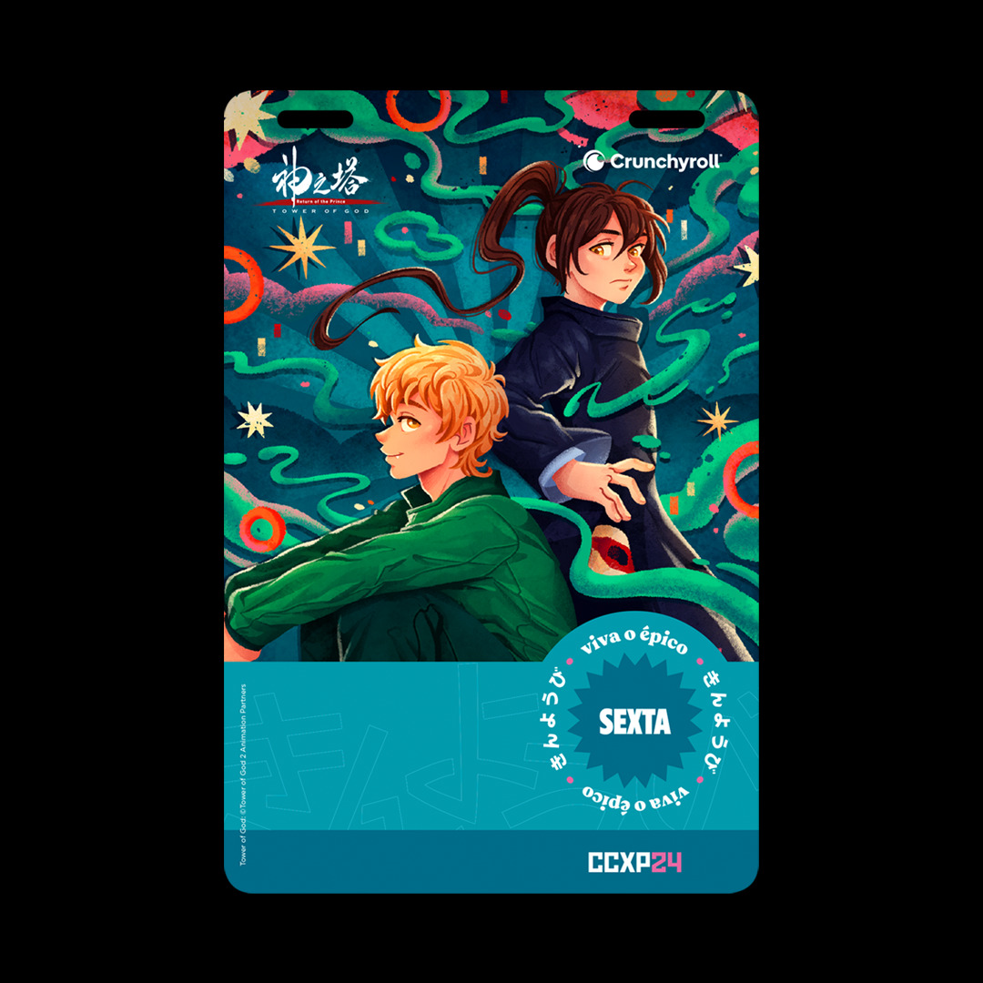 CCXP24 revela artes das credenciais em parceria com a Crunchyroll