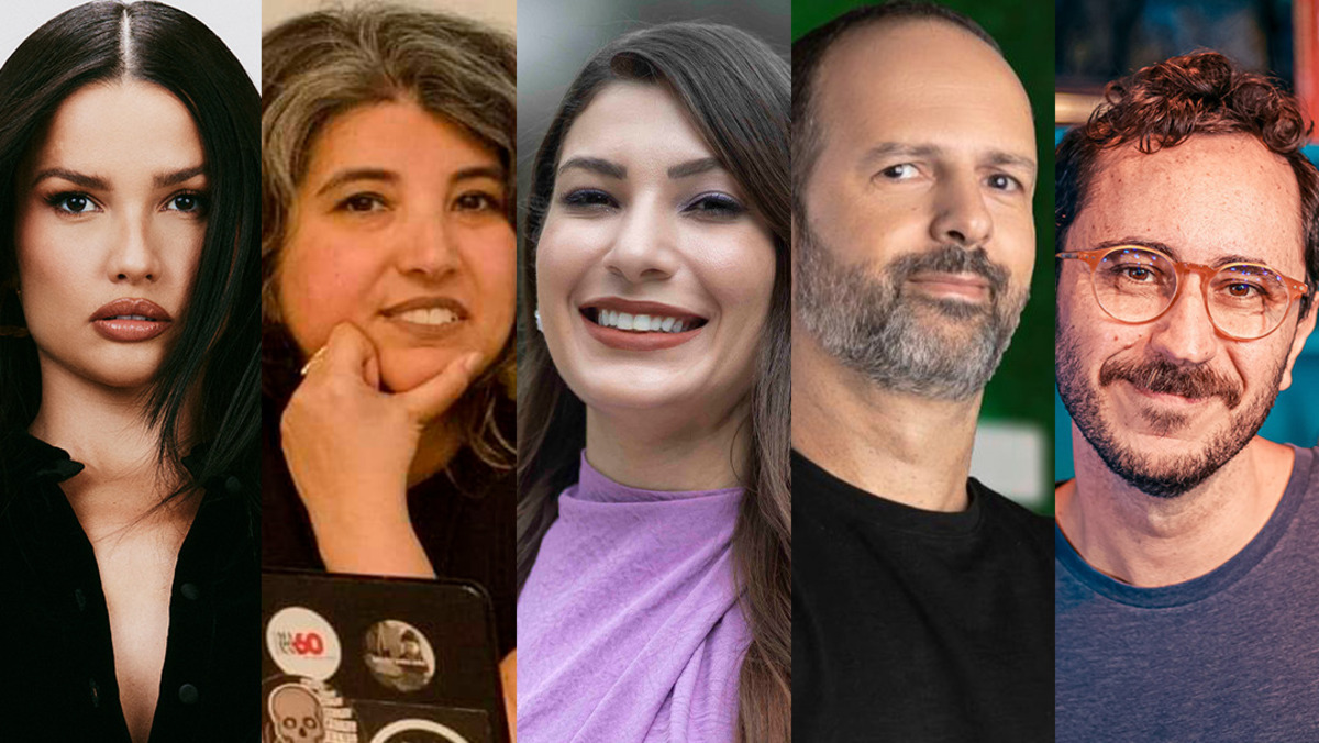 Da esquerda para a direita: Juliette Freire, Adriana Amaral, Mariana Faciroli, Fábio Medeiros e Marcelo Hessel. Crédito: Divulgação /CCXP