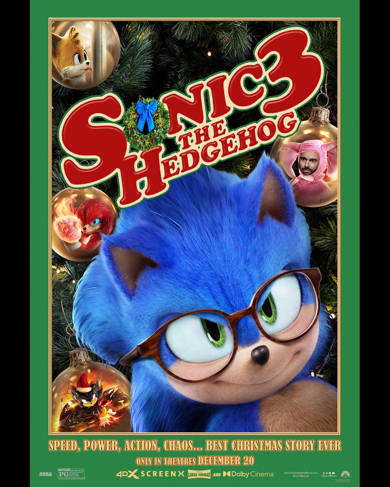 Sonic 3: O Filme - Cartazes Natalinos Homenageiam Clássicos Como 'Duro de Matar