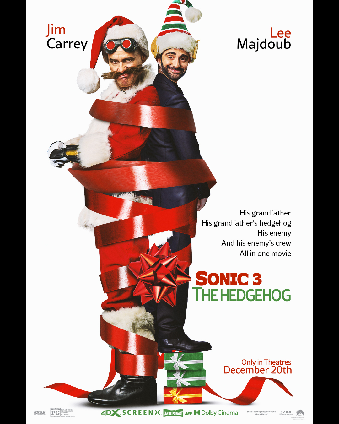 Sonic 3: O Filme - Cartazes Natalinos Homenageiam Clássicos Como 'Duro de Matar