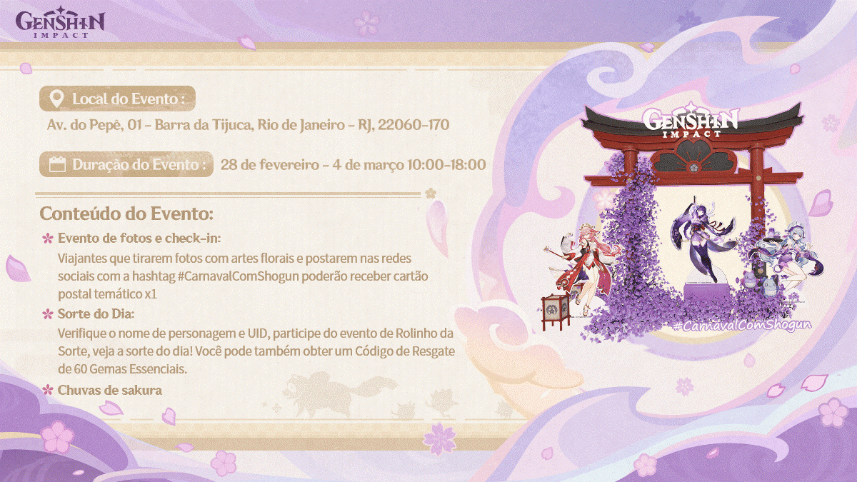 Genshin Impact Transforma o Carnaval do Rio com Design Floral da Shogun Raiden