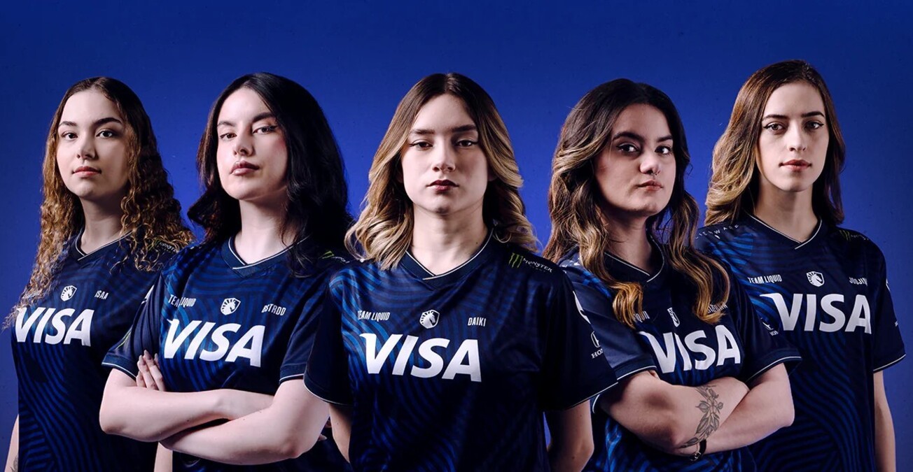 Jogadoras do time brasileiro e inclusivo de VALORANT, Team Liquid VISA: isaa, bstrdd, daiki, bizerra e joojina - Imagem: Divulgação/Team Liquid