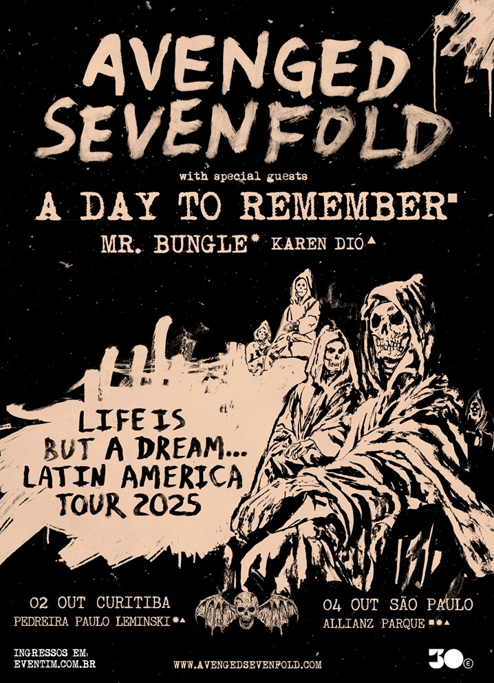 Avenged Sevenfold Retorna ao Brasil com Turnê Life Is But A Dream… em Outubro