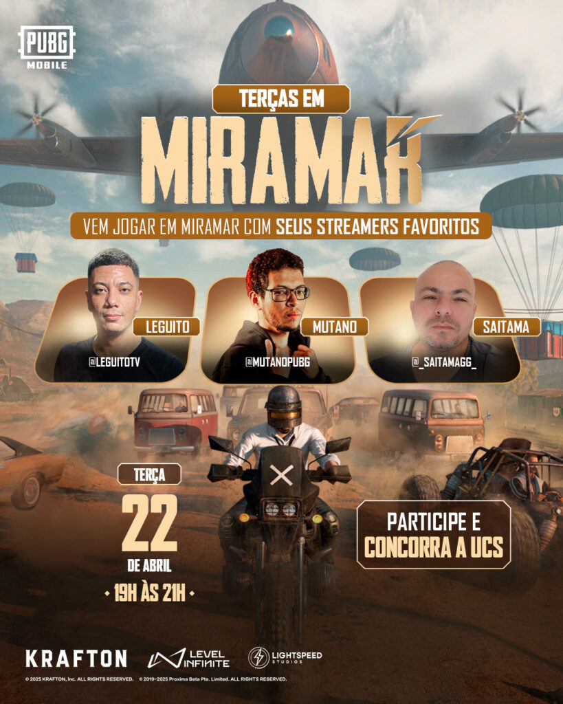 PUBG MOBILE Lança "Terças em Miramar" e "Mapa da Semana" para Engajar a Comunidade