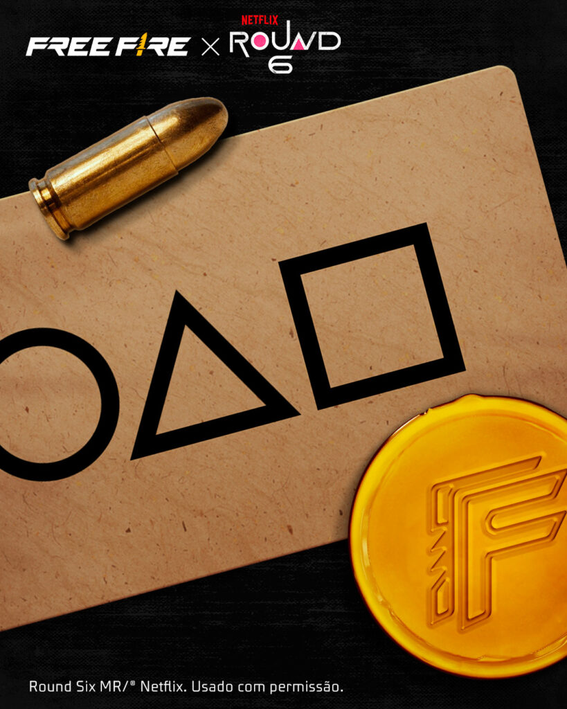Round 6 invade o Free Fire em crossover especial de aniversário com jogos clássicos e skins temáticas