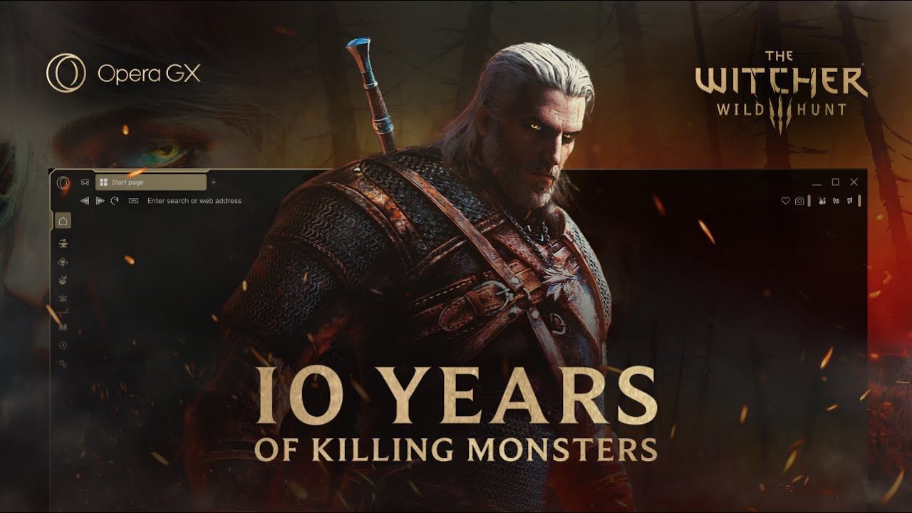 Opera GX transforma seu navegador no mundo de The Witcher 3 para celebrar 10 anos de Wild Hunt!