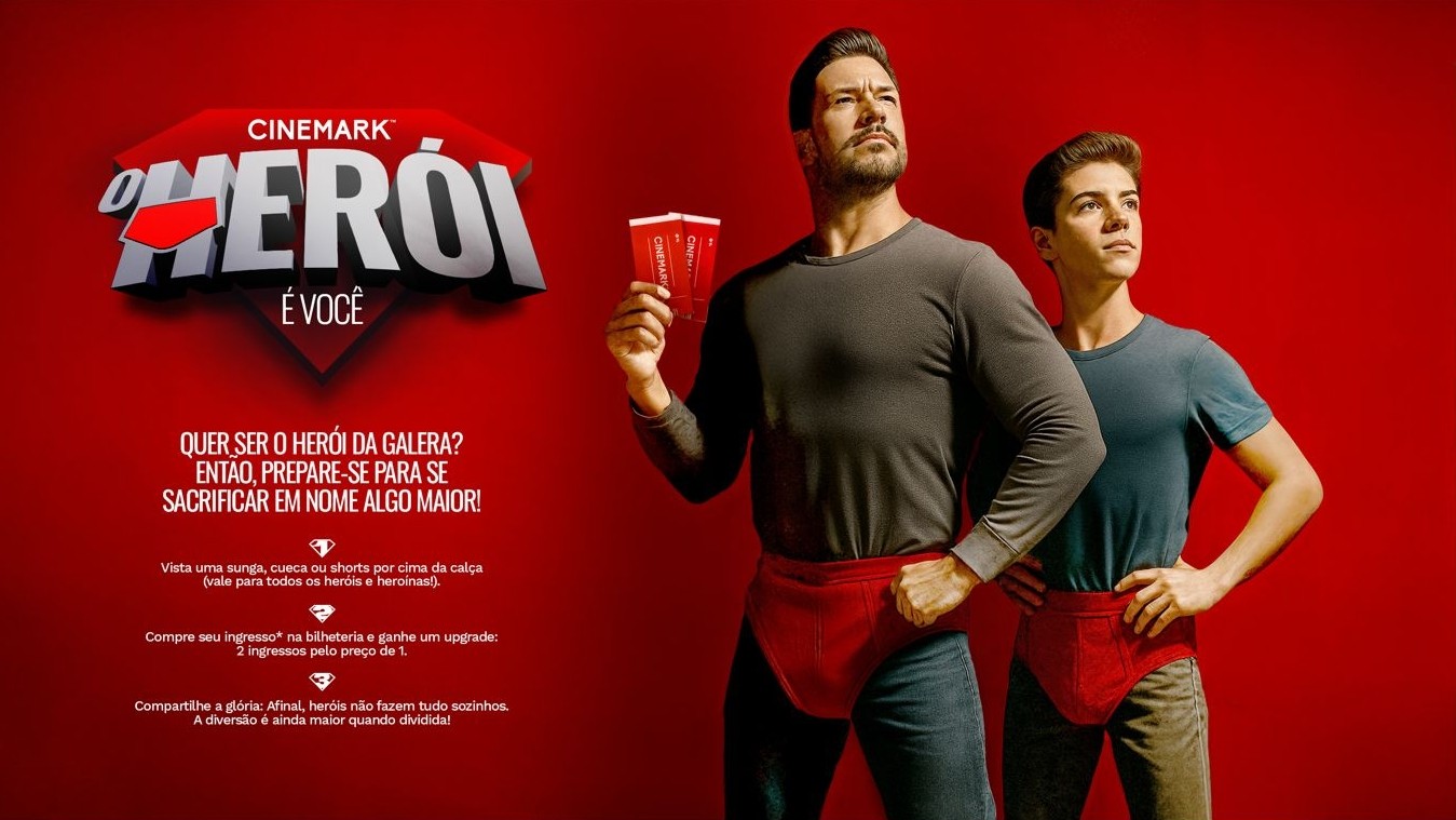 Cinemark lança promoção 2 por 1 para estreia de “Superman” — mas só para quem vestir cueca vermelha por cima da calça