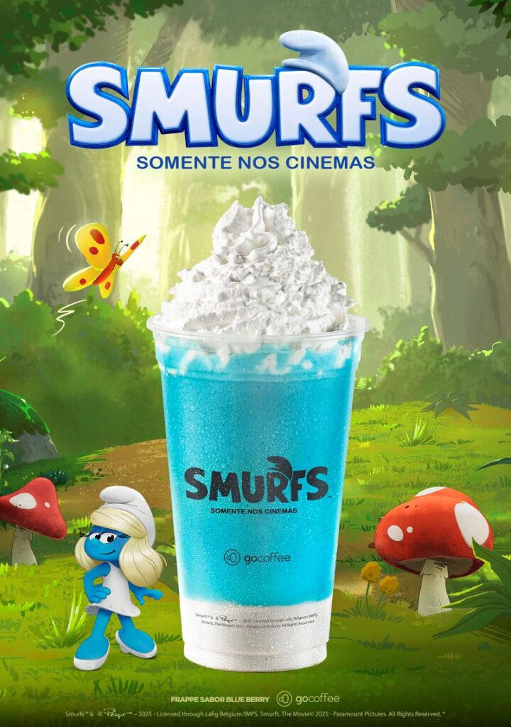 Go Coffee lança Frappe dos Smurfs em parceria com a Paramount Pictures Brasil