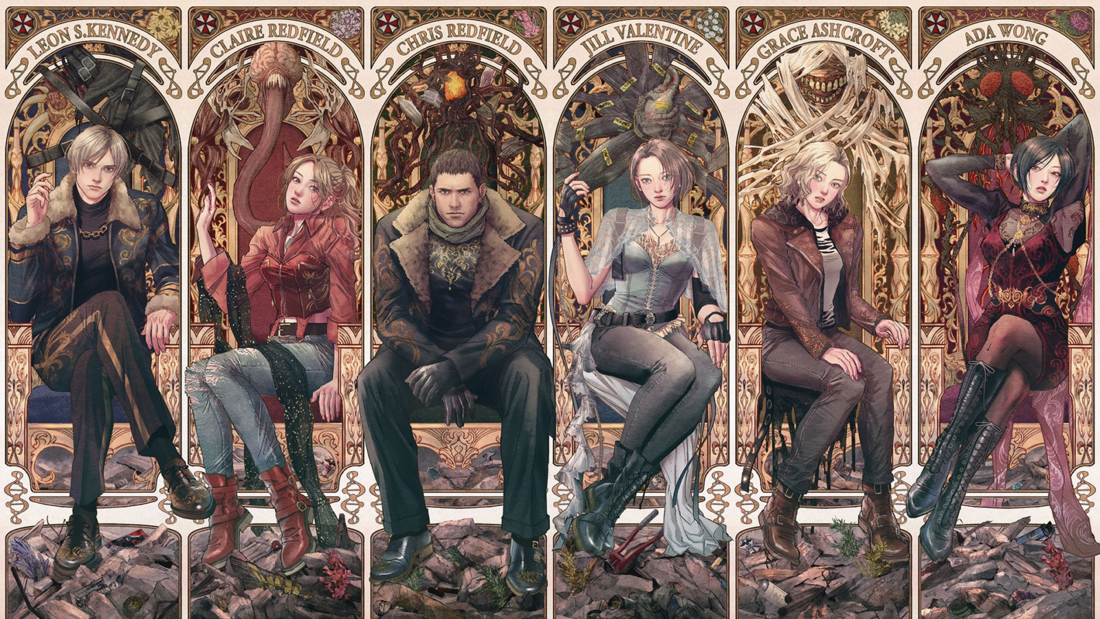 Resident Evil celebra 30 anos com arte inédita de Leon, Chris e outros heróis icônicos