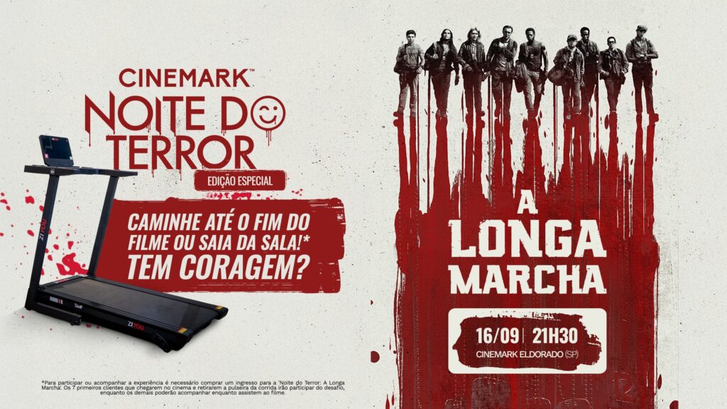 Cinemark transforma sala de cinema em pista de resistência na Noite do Terror com “A Longa Marcha”