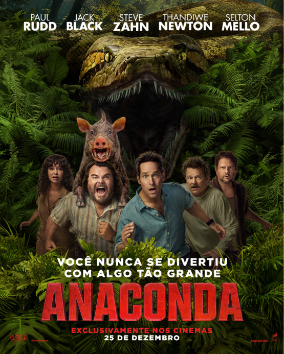 Selton Mello brilha em pôster global de “Anaconda”, com Jack Black e Paul Rudd