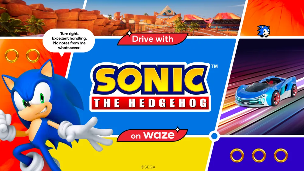 Sonic invade o Waze e transforma seu trajeto em uma corrida cheia de estilo!