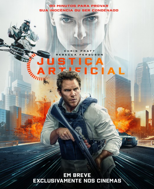 “Justiça Artificial” ganha novo cartaz com Chris Pratt e Rebecca Ferguson