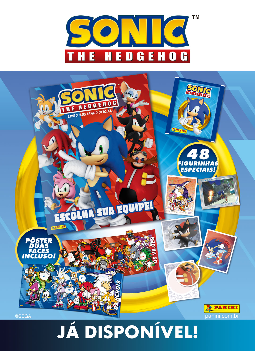 Álbum de figurinhas do Sonic the Hedgehog acelera e já está disponível no Brasil