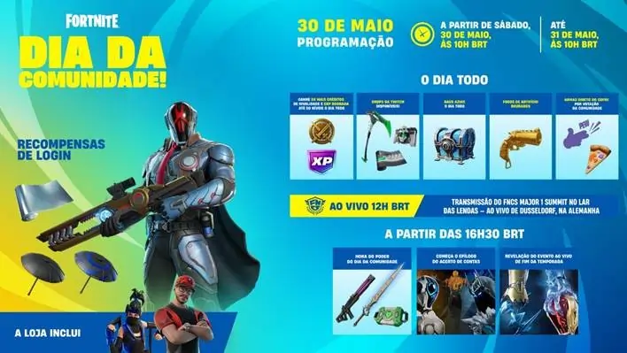 Fortnite Community Day garante recompensas grátis e evento especial neste sábado