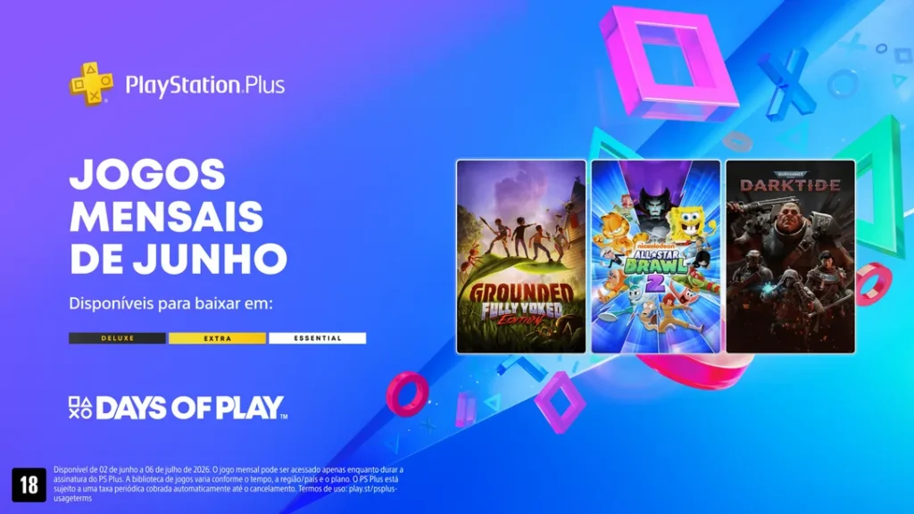 Confira os jogos mensais do PlayStation Plus de junho 2026