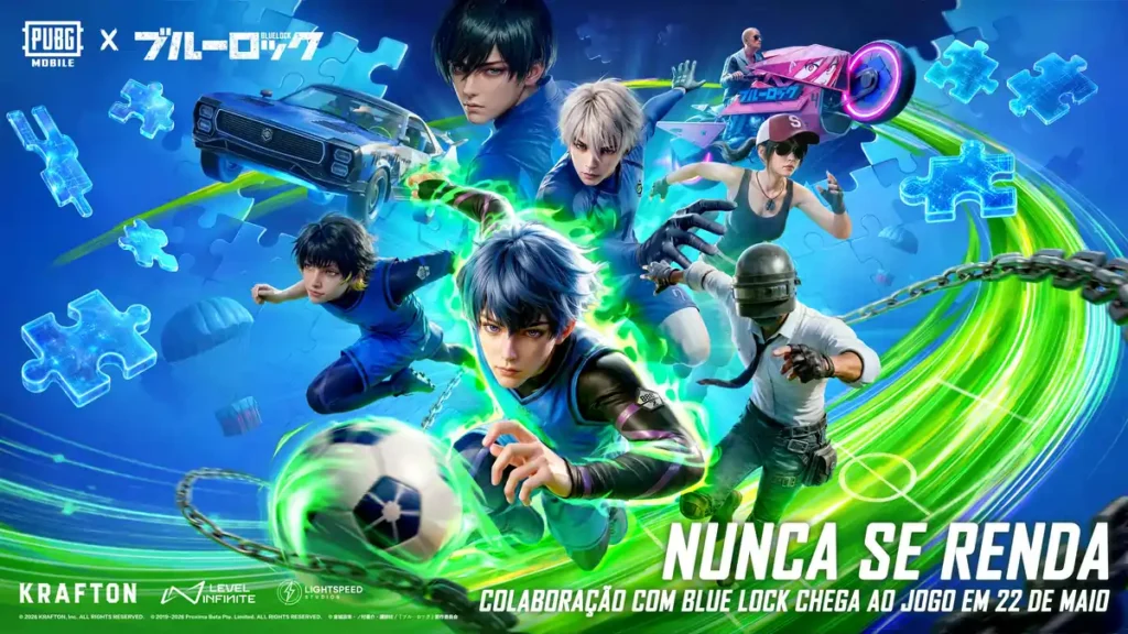 PUBG MOBILE x BLUE LOCK leva o anime ao campo de batalha