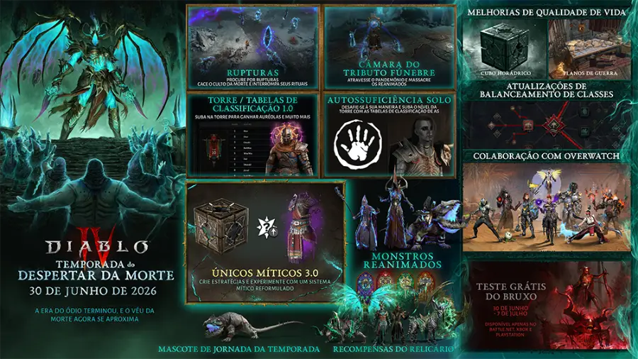 Diablo IV Temporada Despertar da Morte chega em 30 de junho
