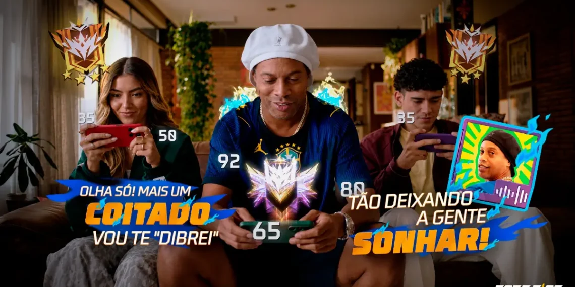 Pacote de voz do Ronaldinho no Free Fire chega grátis