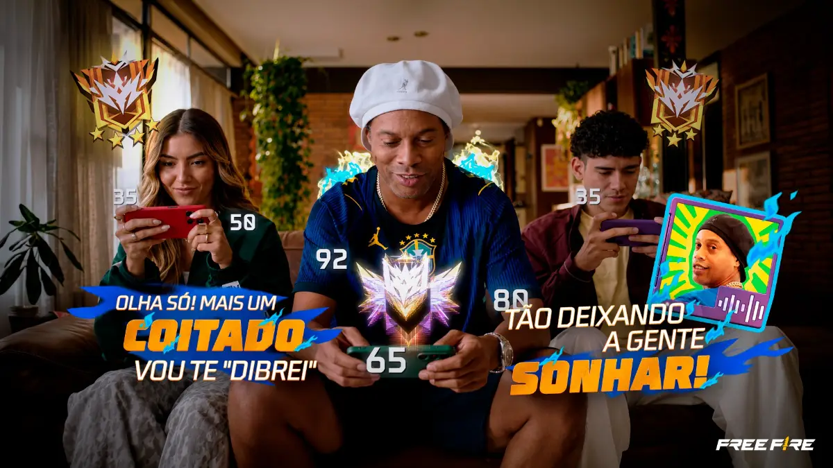 Pacote de voz do Ronaldinho no Free Fire chega grátis
