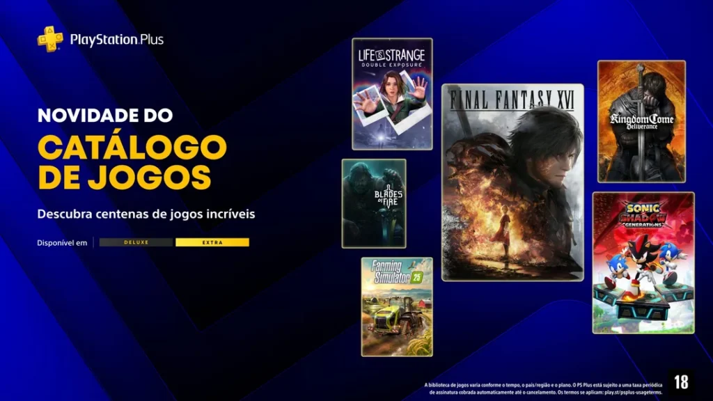 PlayStation Plus de junho 2026 traz Final Fantasy XVI e mais jogos