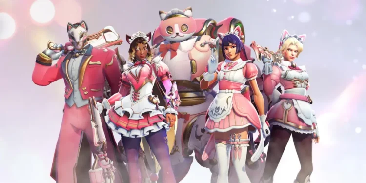 Pacote Café Miau‑Miau: Overwatch entra no clima dos maid cafés com skins felinas e muito charme