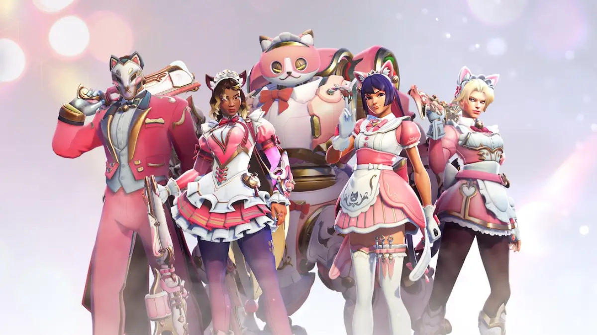 Pacote Café Miau‑Miau: Overwatch entra no clima dos maid cafés com skins felinas e muito charme