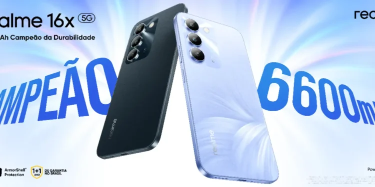 realme 16x 5G estreia no Brasil com bateria gigante