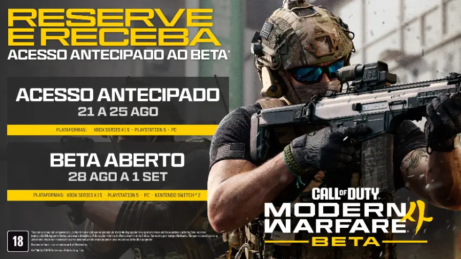 Beta de Modern Warfare 4 ganha datas e estreia no Switch 2