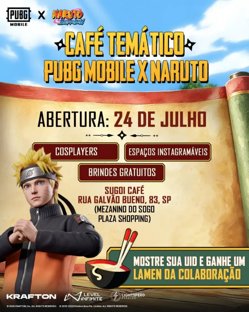 PUBG MOBILE leva Naruto à Liberdade em São Paulo