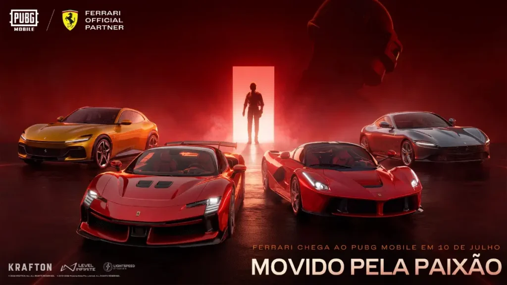 PUBG Mobile recebe carros da Ferrari em nova parceria