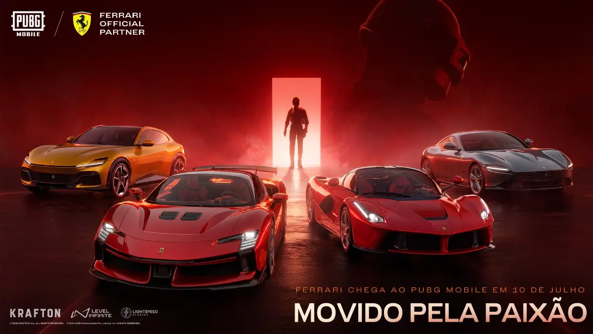 PUBG Mobile recebe carros da Ferrari em nova parceria