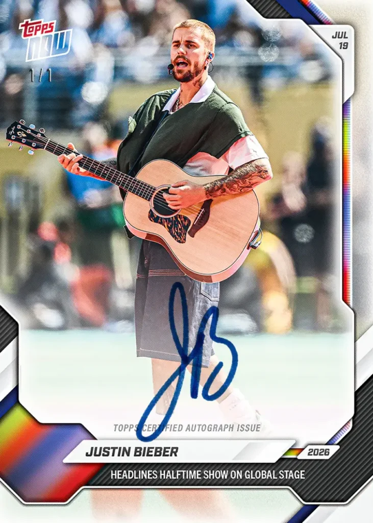 Topps NOW da Copa do Mundo leva Justin Bieber para colecionáveis