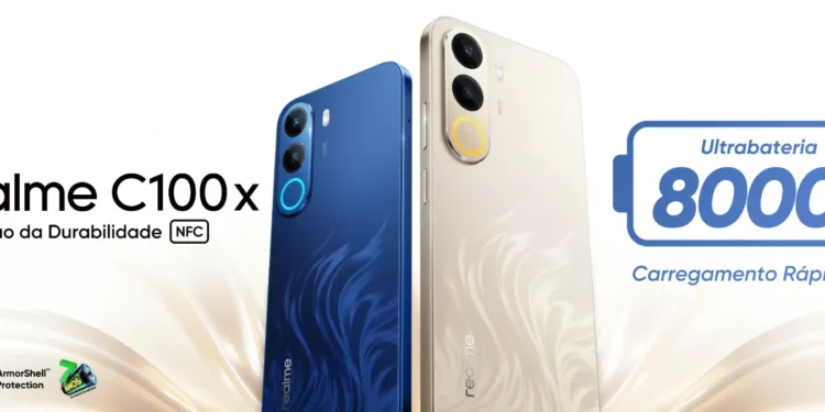 realme C100x chega ao Brasil com bateria gigante de 8000mAh